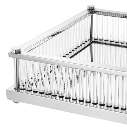 Eichholtz Cora Tray, Rectangle, Nickel, Mirror Glass, Clear Glass, 15.55"W (111642 YV0J041WPZ)