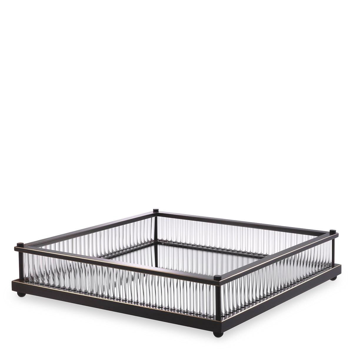Eichholtz Cora Tray, Square, Bronze, Mirror Glass, Clear Glass, 15.55"W (115723 YV0J041WQ1)