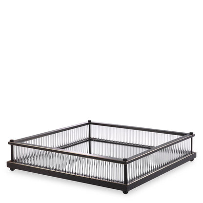 Eichholtz Cora Tray, Square, Bronze, Mirror Glass, Clear Glass, 15.55"W (115723 YV0J041WQ1)