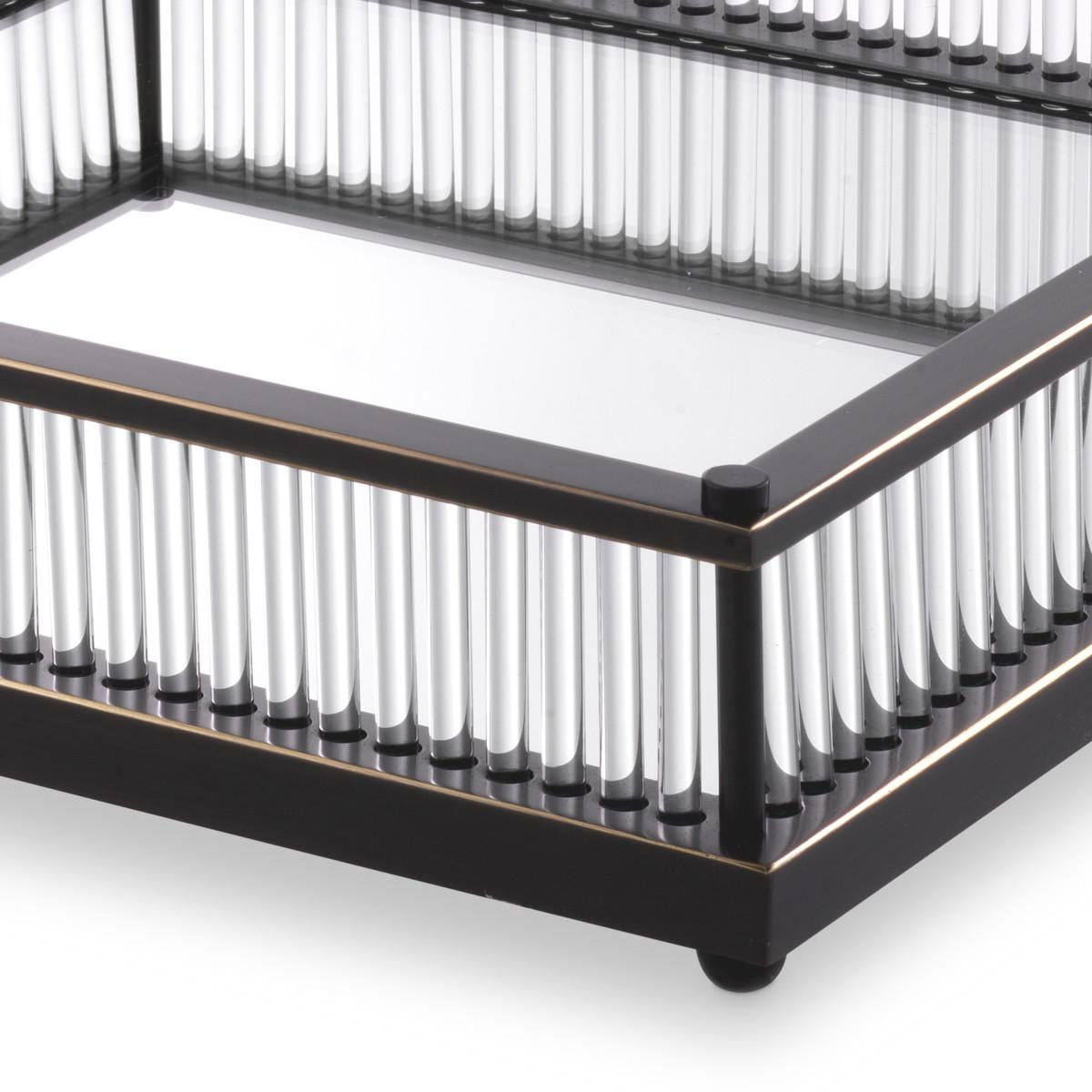 Eichholtz Cora Tray, Square, Bronze, Mirror Glass, Clear Glass, 15.55"W (115723 YV0J041WQ1)