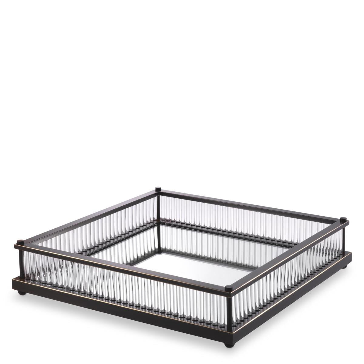 Eichholtz Cora Tray, Square, Bronze, Mirror Glass, Clear Glass, 15.55"W (115723 YV0J041WQ1)