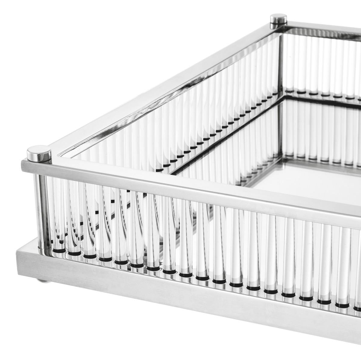 Eichholtz Cora Tray, Square, Nickel, Mirror Glass, Clear Glass, 15.55"W (111643 YV0J041WQ2)