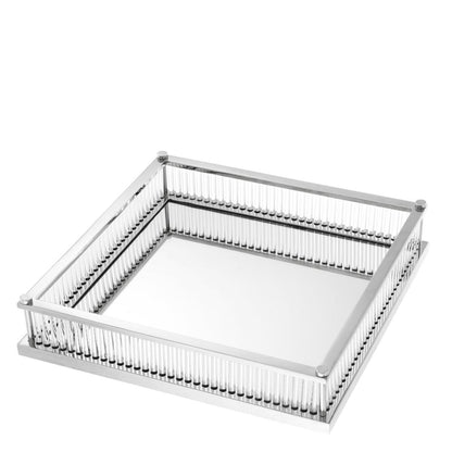 Eichholtz Cora Tray, Square, Nickel, Mirror Glass, Clear Glass, 15.55"W (111643 YV0J041WQ2)