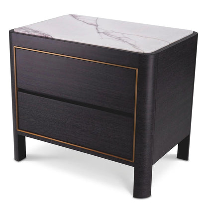 Eichholtz Corazon Nightstand, White Marble, Charcoal Gray, 25.59"W (115193 YV0J03YP6R)