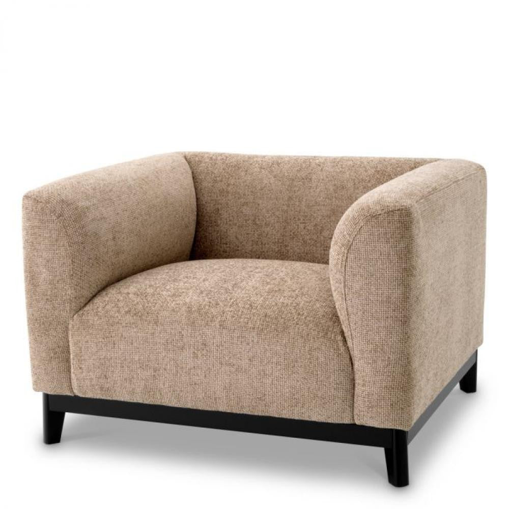 Eichholtz Corso Armchair, Lyssa Sand Fabric, Black Base, 27.95"H (A117680 YV0J03YT4H)