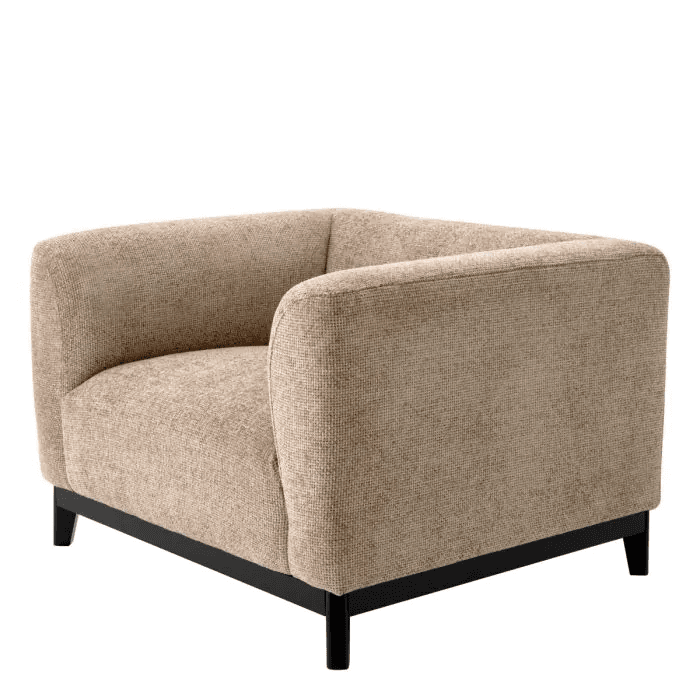 Eichholtz Corso Armchair, Lyssa Sand Fabric, Black Base, 27.95"H (A117680 YV0J03YT4H)