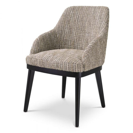 Eichholtz Costa Dining Chair, Mademoiselle Beige Fabric, Black Legs, 32.68"H (A116513 YV0J03YXXW)