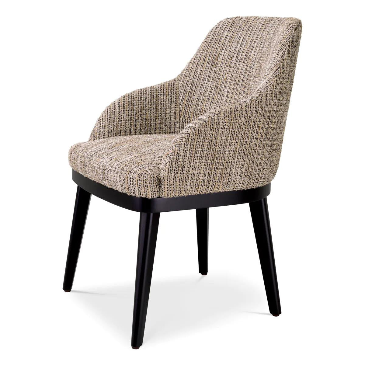 Eichholtz Costa Dining Chair, Mademoiselle Beige Fabric, Black Legs, 32.68"H (A116513 YV0J03YXXW)