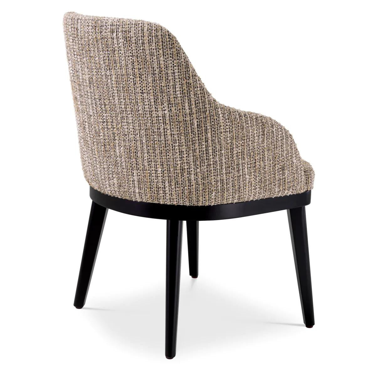 Eichholtz Costa Dining Chair, Mademoiselle Beige Fabric, Black Legs, 32.68"H (A116513 YV0J03YXXW)