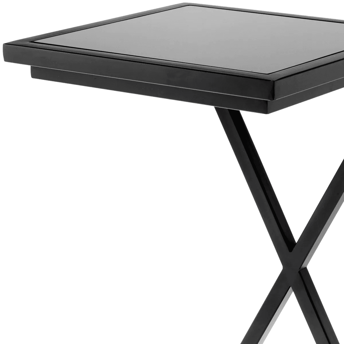Eichholtz Cross Side Table, Gunmetal Bronze, Black Glass, 23.62"H (109687 YV0J041UQ5)