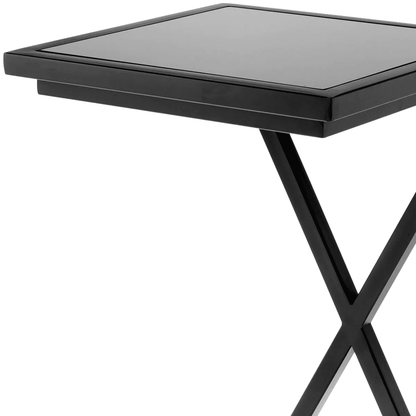 Eichholtz Cross Side Table, Gunmetal Bronze, Black Glass, 23.62"H (109687 YV0J041UQ5)