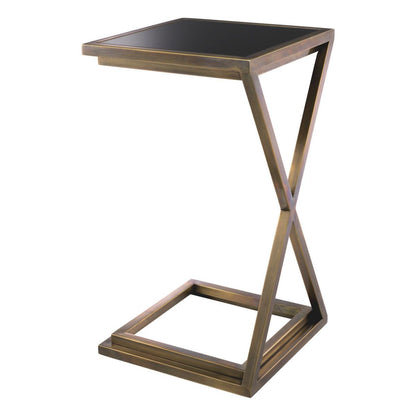 Eichholtz Cross Side Table, Vintage Brass, Black Glass, 23.62"H (115960 YV0J041UQ7)
