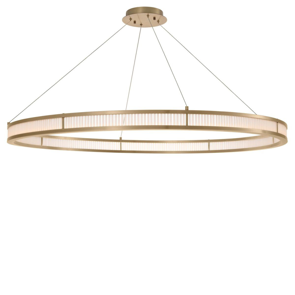 Eichholtz Damien Chandelier, 1-Light, X-Large, LED Integrated, Antique Brass, Frosted Glass, 54.72"W (113901UL YV0J03YU35)