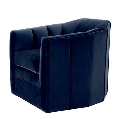 Eichholtz Delancey Swivel Chair, Savona Midnight Blue Velvet, 33.07"W (A112511 YV0J041VR3)