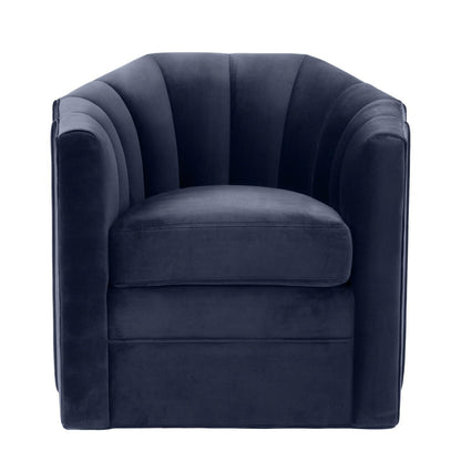 Eichholtz Delancey Swivel Chair, Savona Midnight Blue Velvet, 33.07"W (A112511 YV0J041VR3)