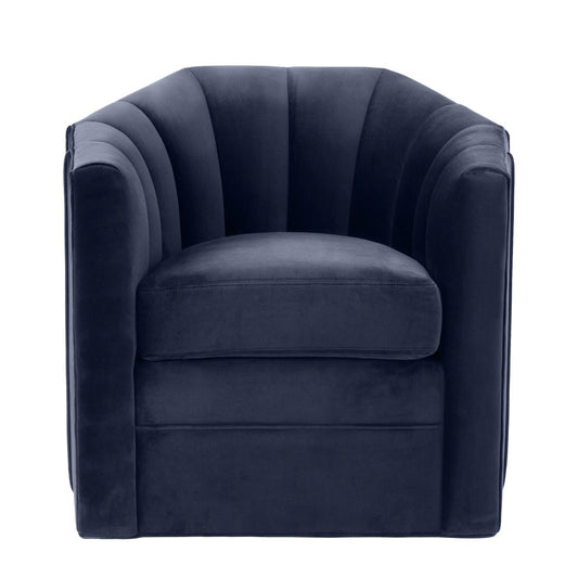 Eichholtz Delancey Swivel Chair, Savona Midnight Blue Velvet, 33.07"W (A112511 YV0J041VR3)