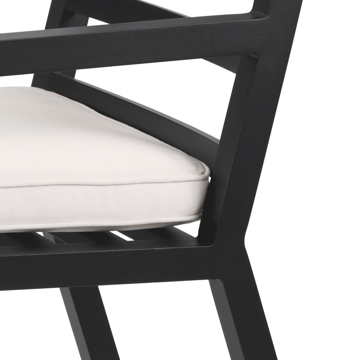 Eichholtz Delta Outdoor Dining Chair, White, Black Frame, 21.85"W (115003 YV0J041RRC)