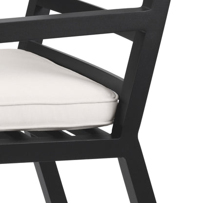 Eichholtz Delta Outdoor Dining Chair, White, Black Frame, 21.85"W (115003 YV0J041RRC)