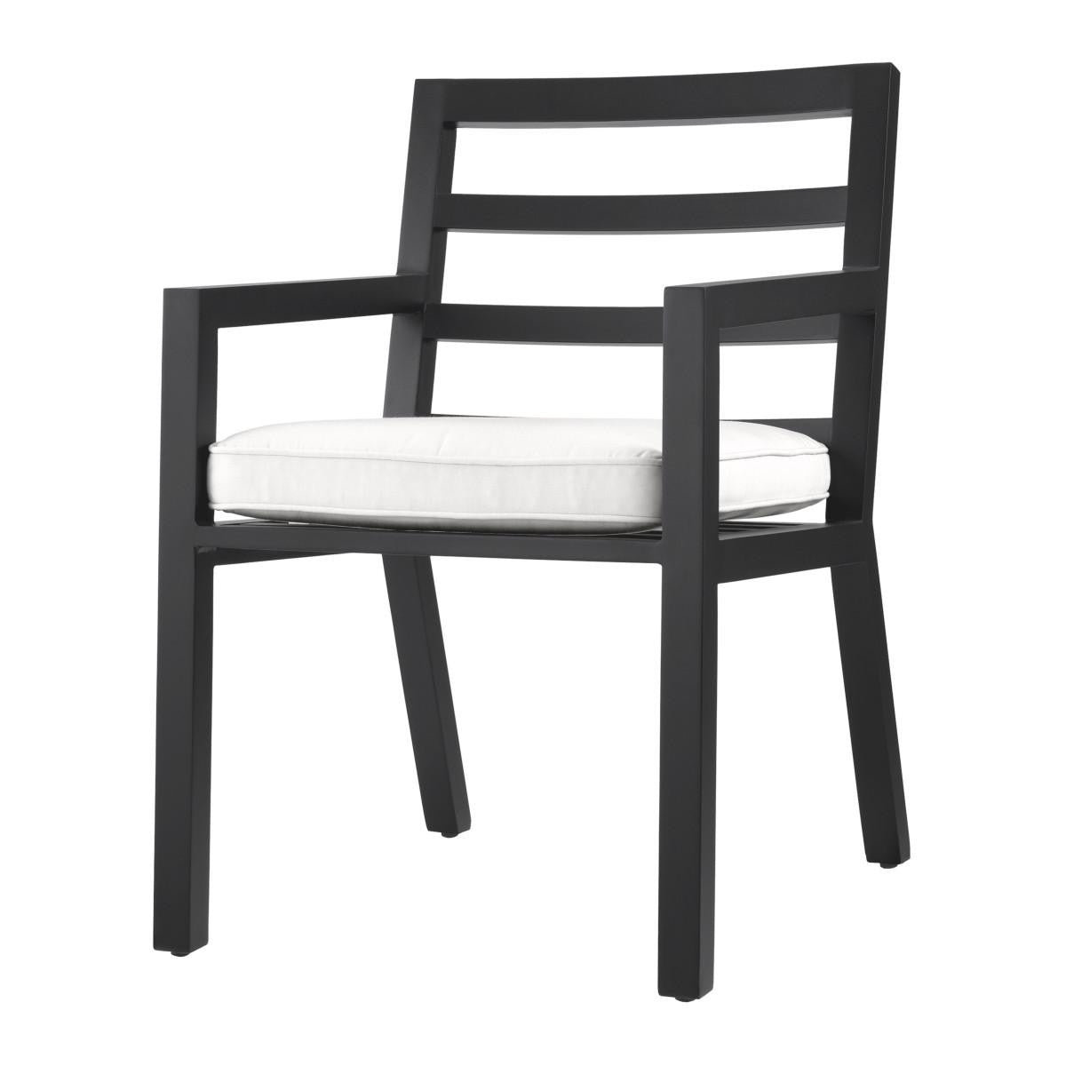 Eichholtz Delta Outdoor Dining Chair, White, Black Frame, 21.85"W (115003 YV0J041RRC)