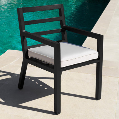 Eichholtz Delta Outdoor Dining Chair, White, Black Frame, 21.85"W (115003 YV0J041RRC)