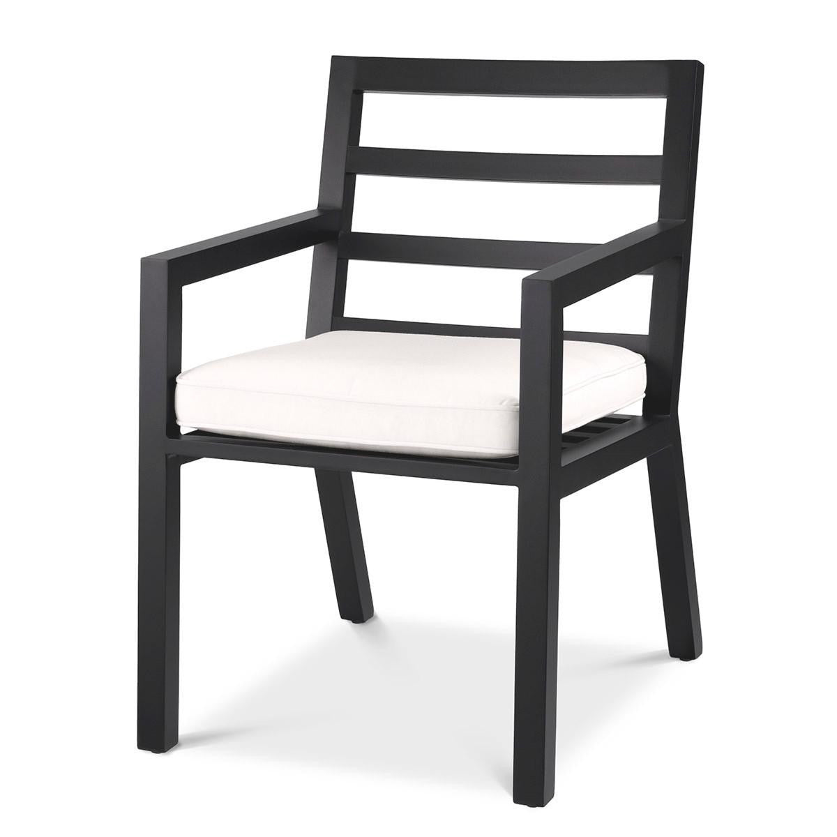 Eichholtz Delta Outdoor Dining Chair, White, Black Frame, 21.85"W (115003 YV0J041RRC)