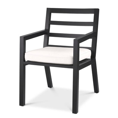 Eichholtz Delta Outdoor Dining Chair, White, Black Frame, 21.85"W (115003 YV0J041RRC)