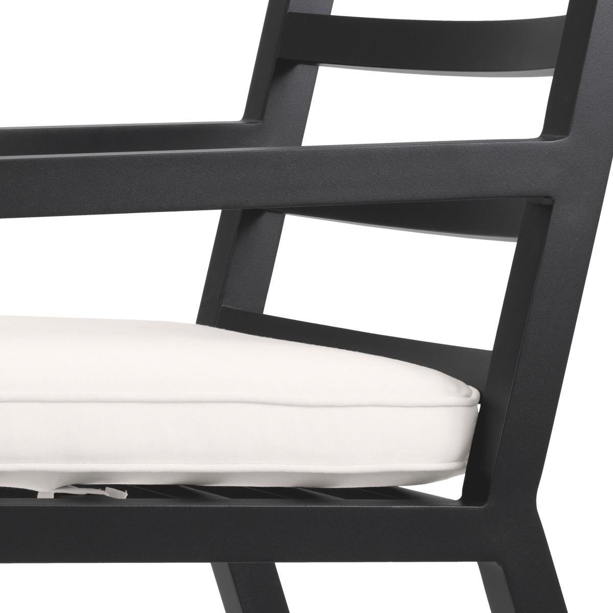 Eichholtz Delta Outdoor Dining Chair, White, Black Frame, 21.85"W (115003 YV0J041RRC)