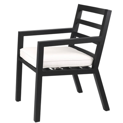 Eichholtz Delta Outdoor Dining Chair, White, Black Frame, 21.85"W (115003 YV0J041RRC)