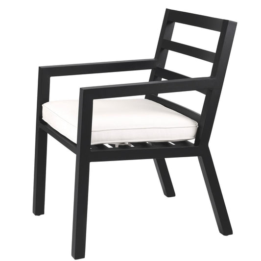 Eichholtz Delta Outdoor Dining Chair, White, Black Frame, 21.85"W (115003 YV0J041RRC)