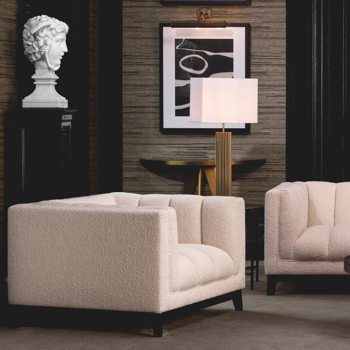 Eichholtz Ditmar Armchair, Boucle Cream Fabric, Black Base, 27.95"H (A115307 YV0J03YT4J)