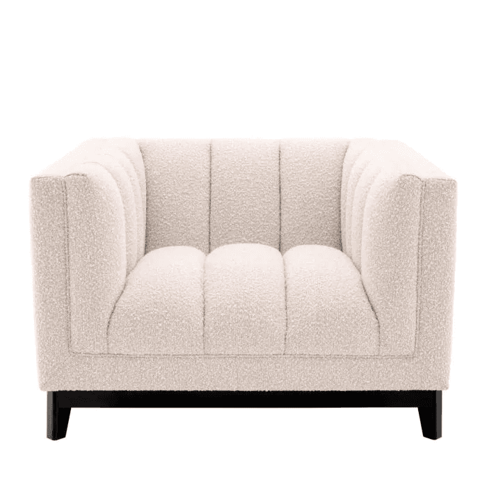 Eichholtz Ditmar Armchair, Boucle Cream Fabric, Black Base, 27.95"H (A115307 YV0J03YT4J)