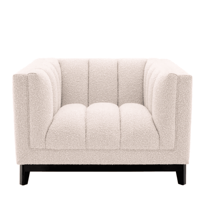 Eichholtz Ditmar Armchair, Boucle Cream Fabric, Black Base, 27.95"H (A115307 YV0J03YT4J)