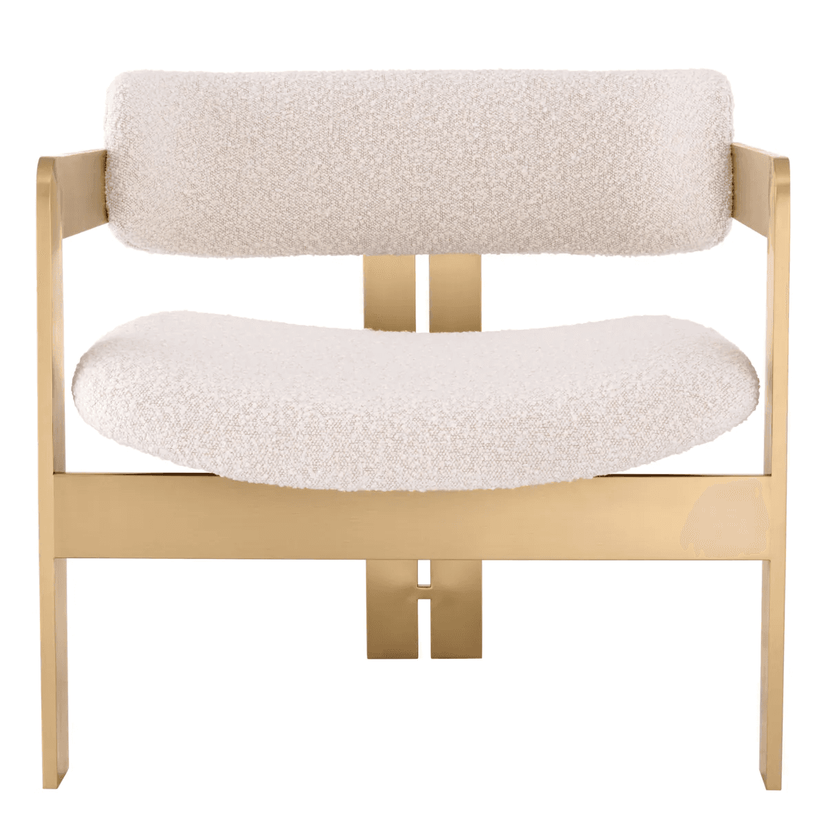 Eichholtz Donato Armchair, Boucle Cream Fabric, Brushed Brass, 26.77"H (A116375 YV0J03YU0Q)
