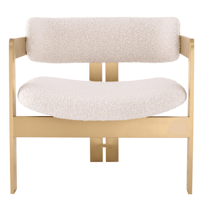 Eichholtz Donato Armchair, Boucle Cream Fabric, Brushed Brass, 26.77"H (A116375 YV0J03YU0Q)