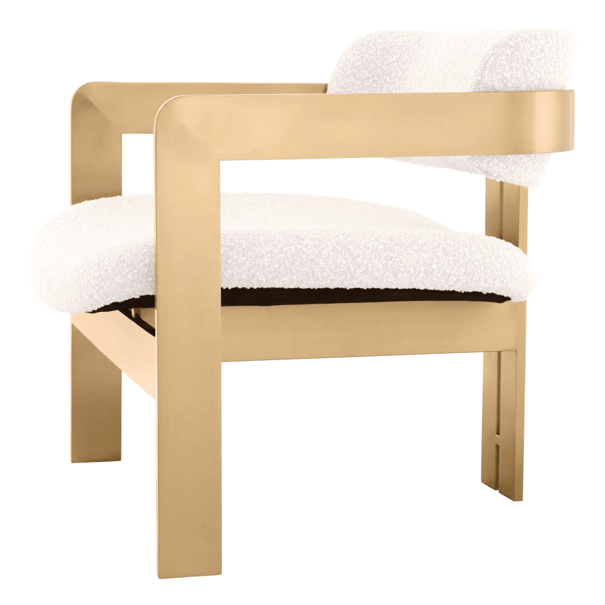 Eichholtz Donato Armchair, Boucle Cream Fabric, Brushed Brass, 26.77"H (A116375 YV0J03YU0Q)