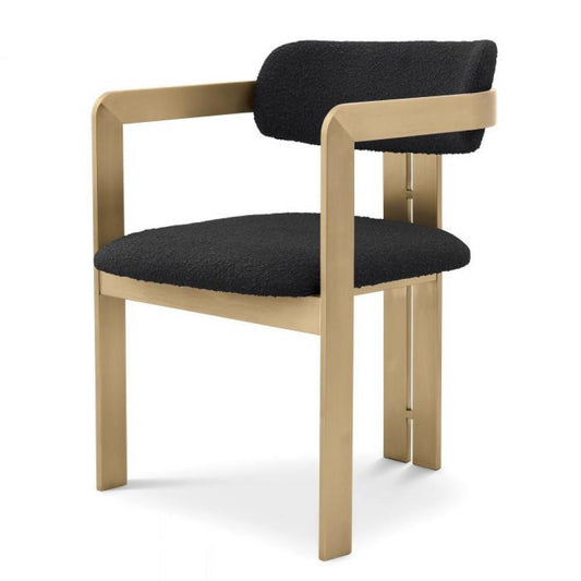 Eichholtz Donato Dining Chair Black, Brushed Brass