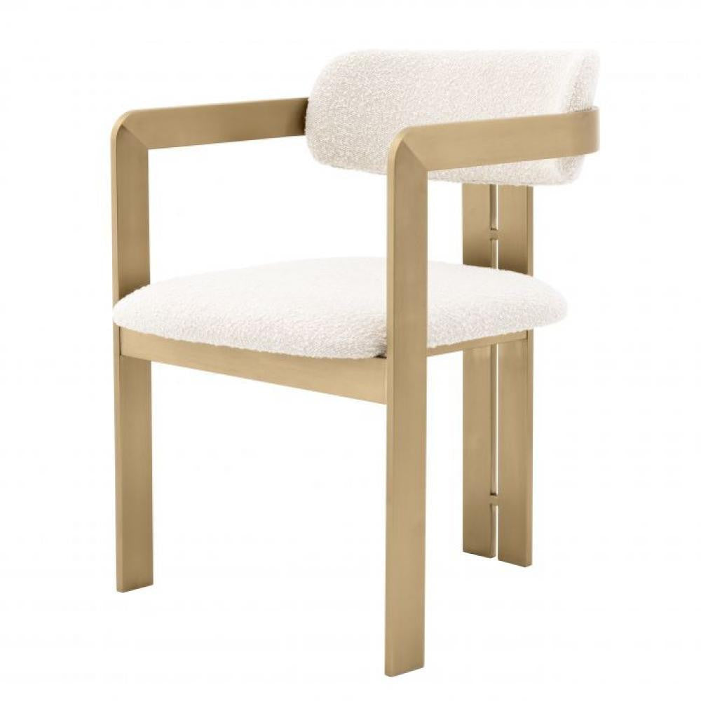 Eichholtz Donato Dining Chair, Boucle Cream Fabric, Brushed Brass, 31.5"H (A113482 YV0J03YXXY)