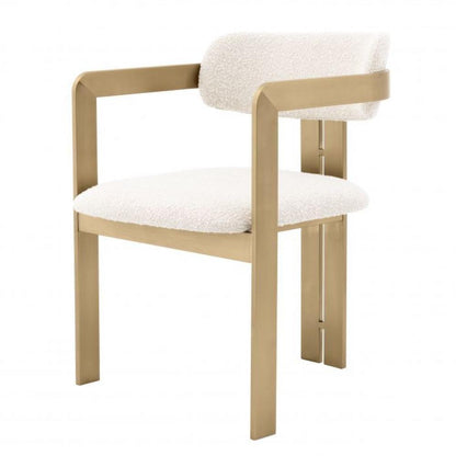 Eichholtz Donato Dining Chair, Boucle Cream Fabric, Brushed Brass, 31.5"H (A113482 YV0J03YXXY)