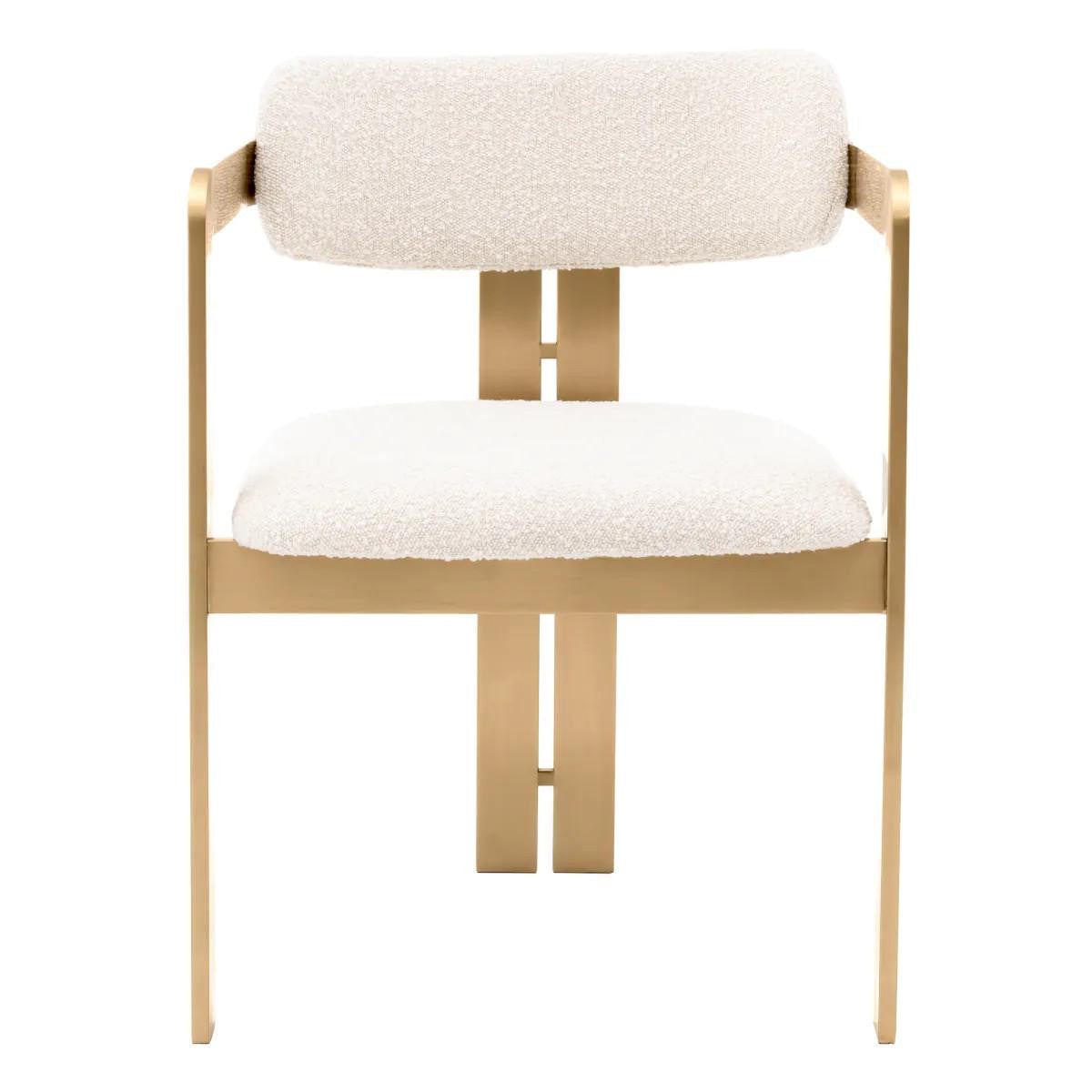 Eichholtz Donato Dining Chair, Boucle Cream Fabric, Brushed Brass, 31.5"H (A113482 YV0J03YXXY)