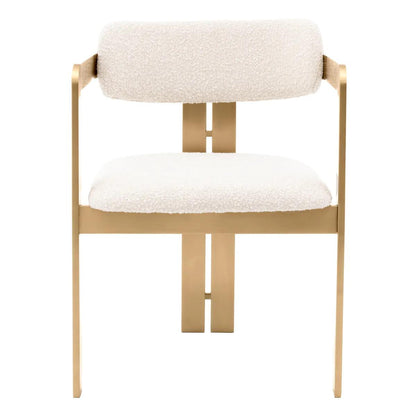 Eichholtz Donato Dining Chair, Boucle Cream Fabric, Brushed Brass, 31.5"H (A113482 YV0J03YXXY)