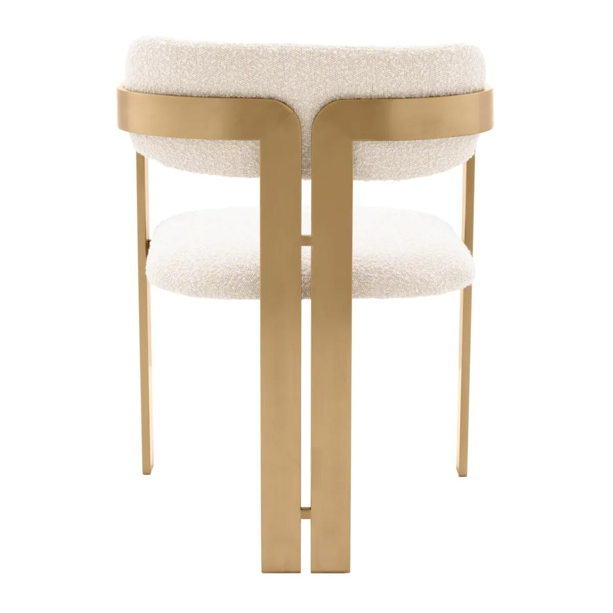 Eichholtz Donato Dining Chair, Boucle Cream Fabric, Brushed Brass, 31.5"H (A113482 YV0J03YXXY)