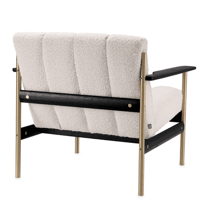 Eichholtz Elan Armchair, Boucle Cream Fabric, Brushed Brass, Black, 28.74"H (A116160 YV0J03YU0R)