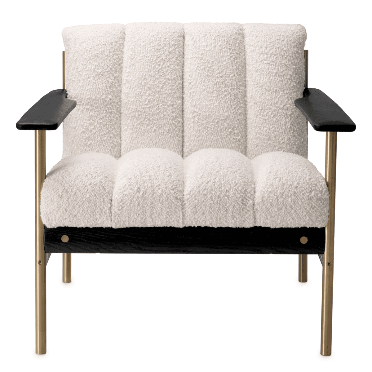Eichholtz Elan Armchair, Boucle Cream Fabric, Brushed Brass, Black, 28.74"H (A116160 YV0J03YU0R)