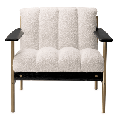 Eichholtz Elan Armchair, Boucle Cream Fabric, Brushed Brass, Black, 28.74"H (A116160 YV0J03YU0R)