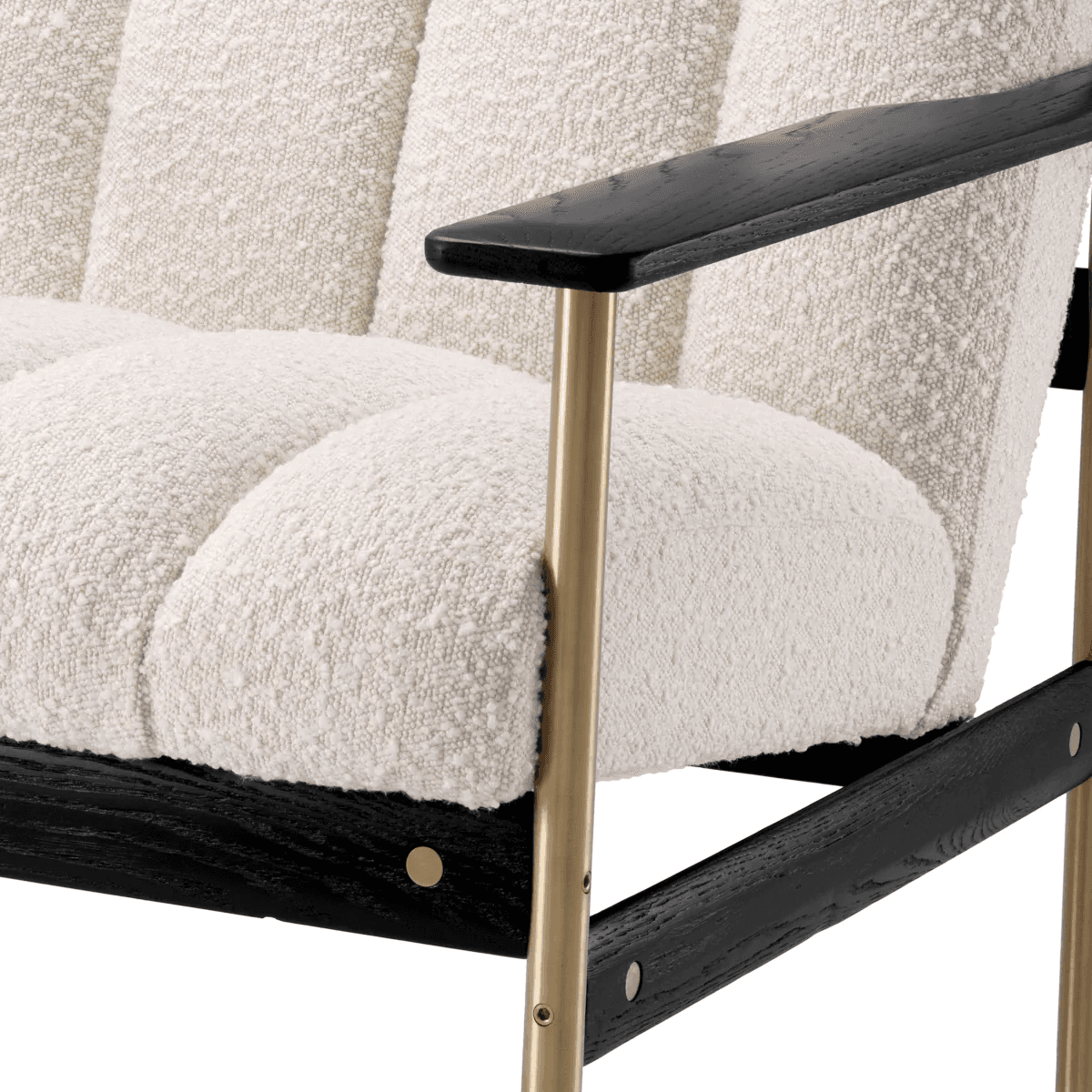 Eichholtz Elan Armchair, Boucle Cream Fabric, Brushed Brass, Black, 28.74"H (A116160 YV0J03YU0R)