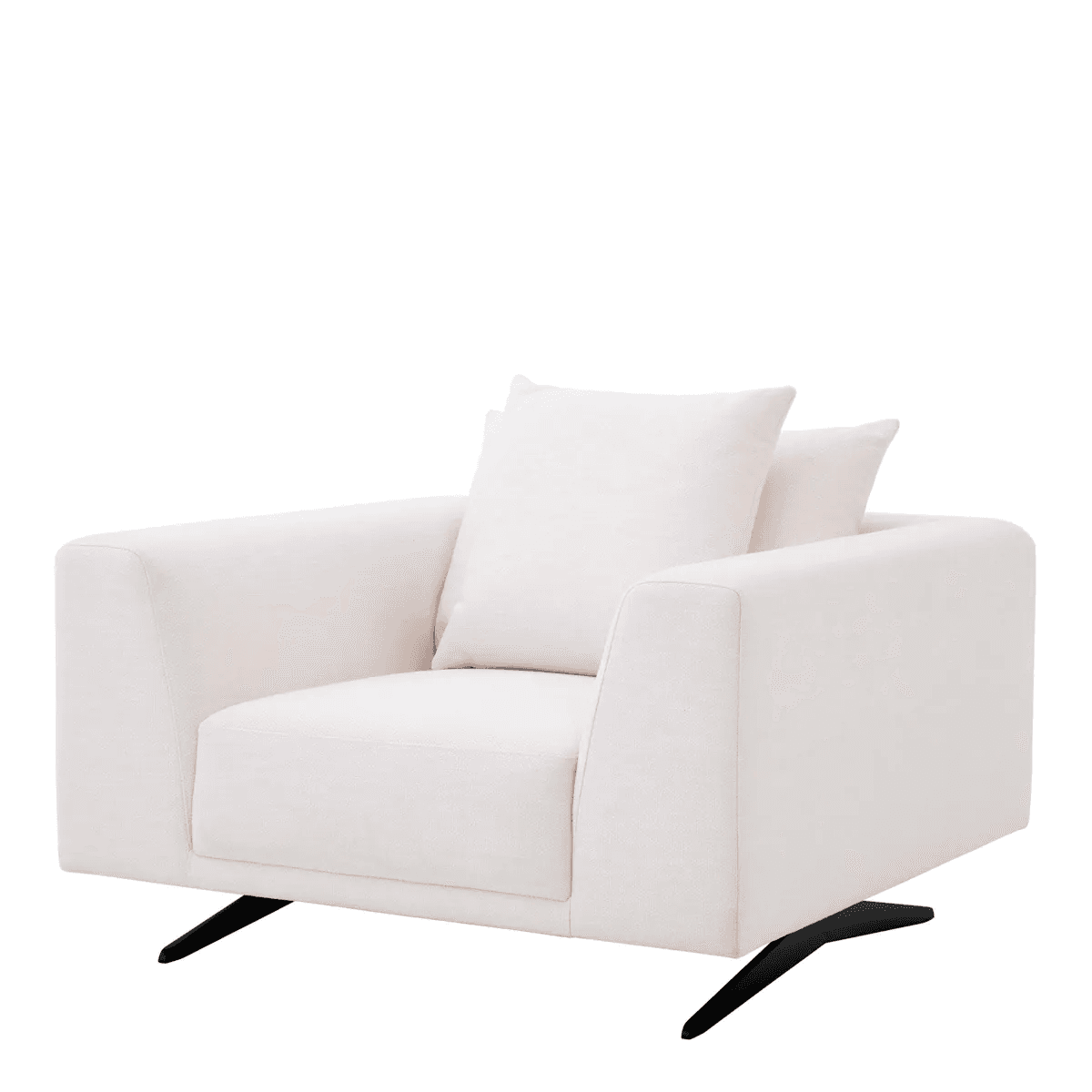 Eichholtz Endless Armchair, Avalon White Fabric, Black Legs, 25.2"H (A114319 YV0J03YU0W)