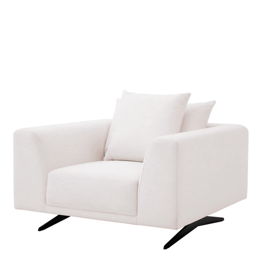Eichholtz Endless Armchair, Avalon White Fabric, Black Legs, 25.2"H (A114319 YV0J03YU0W)