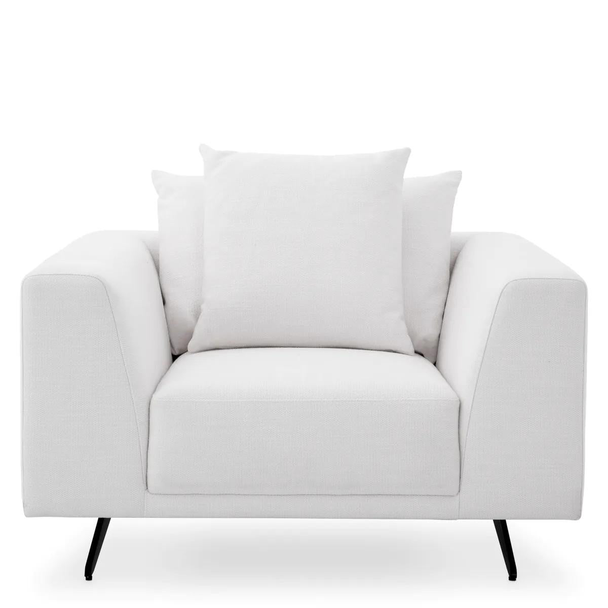 Eichholtz Endless Armchair, Avalon White Fabric, Black Legs, 25.2"H (A114319 YV0J03YU0W)