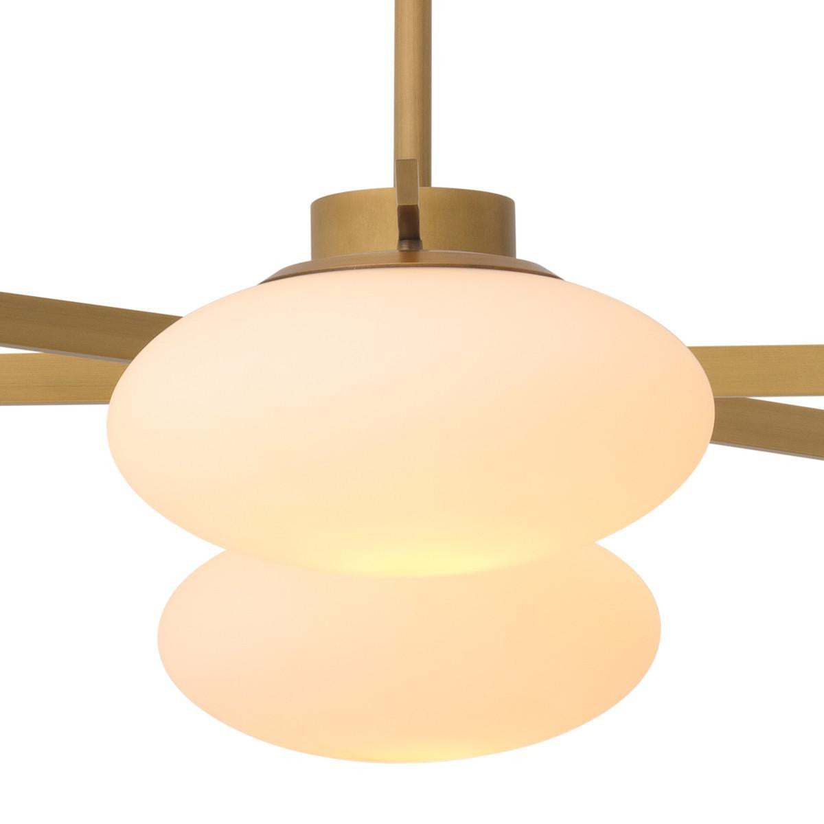Eichholtz Evergreen Pendant, 6-Light, Large, Antique Brass, White Glass, 82.68"W (116124UL YV0J03YU3C)
