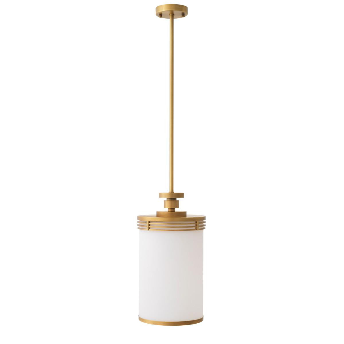 Eichholtz Fayence Pendant, 1-Light, Antique Brass, White Glass, 11.22"W (116694UL YV0J041RTC)